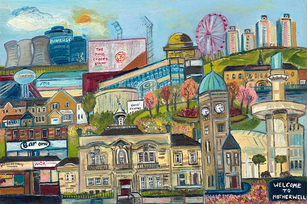 A painting of Motherwell by Glasgow artist Katie Pope